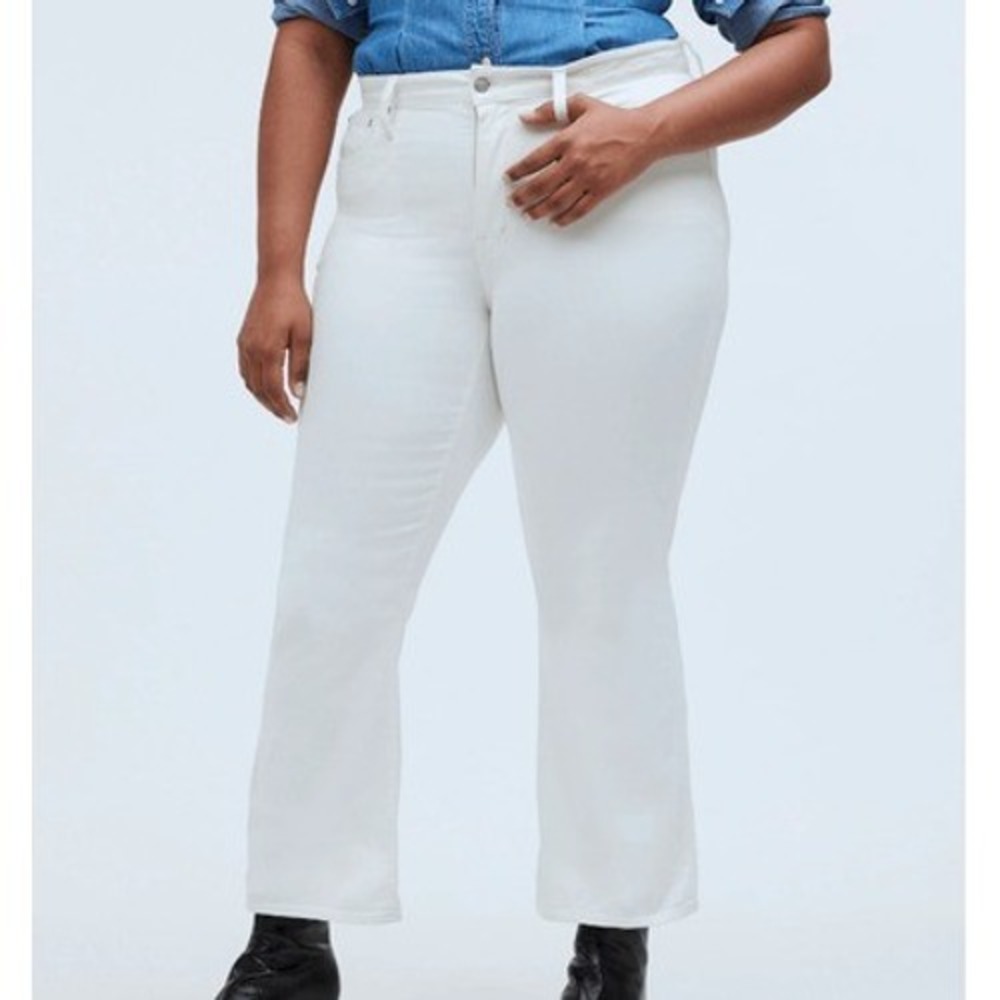 Madewell Curvy Kick Out Jeans‎ Womens 24W White Mid Rise Cropped Coastal Preppy